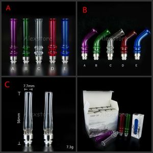 Pyrex Glass 510 Ego drip tips long drip tip covers bend mouthpiece colorful curved driptip adapter for Goblin Billow rta Petri atomizer