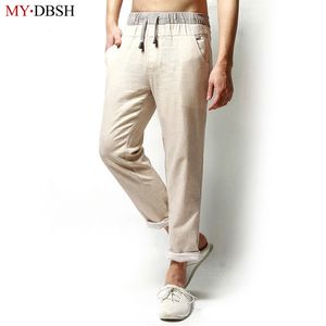 Wholesale- 2024 Mens Loose Casual Style Linen Pants Man Summer Breathable Long Jogger Sweatpants Straight Trousers Free Shipping