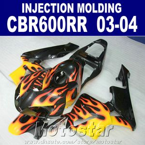 7 Gåvor + Gratis Cowl Fire Flame för Honda CBR 600RR Fairing 2003 2004 Injektionsgjutning 03 04 CBR600RR ABS Fairing Kit GY7H