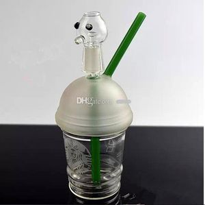 2018 Rushed Phone Fodraler Gratis frakt Sandblästrad Starbuck Cup DAB Concentrate Oil Rig Glas Bongs 14.4mm Dome och Nail Rökning Pipes Hookah