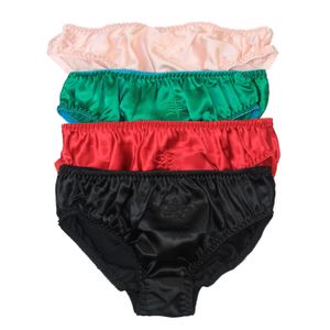 Lot 4対100％純粋なシルクの女性のブリーフのパンティーのサイズのためのPanties US M L XL XXL