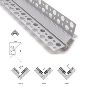 50 X 1M conjuntos / lote V forma alumínio perfil luz conduzida da tira e 120 ângulo alu canal de parede para parede interior lâmpadas de canto