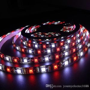 2016 LED Strip RGBW 5050 SMD 5M 300 LED RGB + Ciepły biały Mieszany Kolor PCB Czarny LED Light Lampy Wstążka Wodoodporna / Nie-wodoodporna