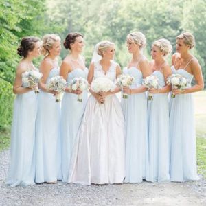 Ucuz Yüksek Kalite Bridemaids Elbiseler Bir Çizgi Tatlım Boyun Spagetti Sapanlar Nedime Uzun Elbise Plaj Bahçe Düğün Parti Örgün Önlükler