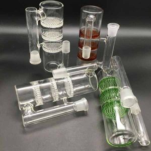 Raucherzubehör 14 mm Aschefänger aus Glas, 18 mm, 3-lagige Filter, weiß, grün, braun, gemeinsames Ölbohrinsel-Aschefänger für Glaswasserpfeifen, Aschefänger