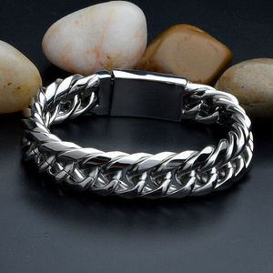 Exaggerated Men Twisted Pulseras Titanium Steel Bracelets Wristbands Bangle Male Jewelry Punk Brace lace High Polished Silver