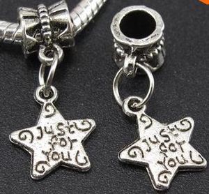 200PCS Tibetan Silver alphabet Charms Pendant Dangle Beads Fit European Bracelet 24mm