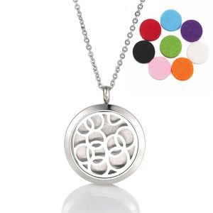 The Olympic Rings Aromatherapy Pendant Diffuser Essential Oil Stainless Steel Locket Necklace with Refill Pads
