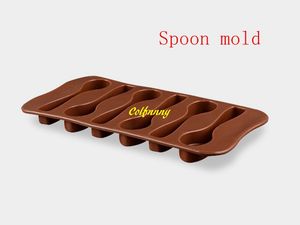 100pcs/lot Fast Shipping 6 Spoons Shape Chocolate Molds Silicone DIY Cake Decoration Moulds Jelly Ice Baking Mould Cake Mold