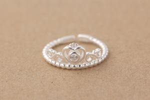 100% 925 Europeu Da Jóia Da Coroa Anéis De Prata Da Marca de Moda Anéis De Dedo De Alta Qualidade Aberto mulheres anel Antialérgicos 1.69g