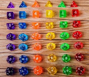 مجموعة الزهر متعدد السطوح شفافة 1PCs * D4/6/8/20/20 2PCS * D10 (00-90،0-9) Dungeons Dragons RPG Game Toys 7PCS/SET #D8