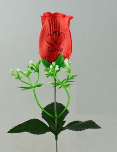 Partihandel Pris singelrosa med kärlek och doft silke blomma Konstgjorda blommor Sex färger för Välj HR020