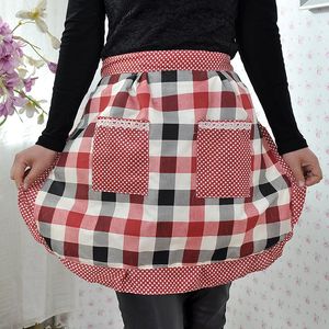 100 pcs Mulheres Dona de Casa Cintura Curta Babados Floral Imprimir Avental Com Dois Bolsos de Cozinha Avental De Algodão Bib Para Restaurante de Cozinha Casa ZA0879