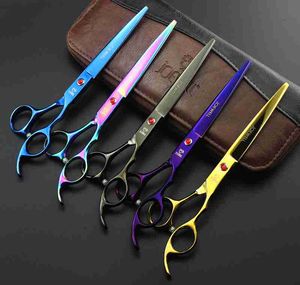 5 Farben 7 Zoll professionelle Haarschere Haarschneideschere Tierhaarschere Lila/Schwarz/Gold/Blau/Bunt