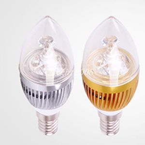 3W E12 E27 E14 Silber/Goldene LED-Kerzenlampen leuchten warm/kaltweiß, hochhelle LED-Spotlichter 85-265V