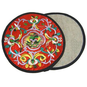 Único Rodada Bordado Pano De Algodão 2 Coaster Set Estilo Chinês Coffee Table Cup Mat Almofada Protetora Decorativa 10 conjuntos / lote