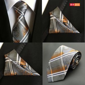 Stripe neck tie + bolso conjuntos quadrados 64 cores jacquard gravatas impressão lenço lenço para homens casar presentes de natal dia dos pais