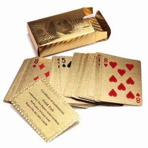 Original Waterproof Luxury 24K Gold Foil Plated Poker Premium Matte Plastic Board Games Playing Cards For Gift Collection