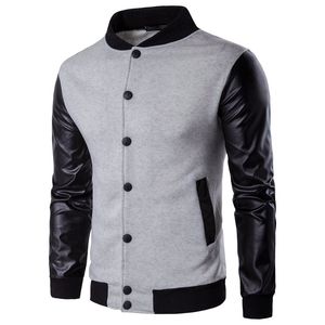 Wholesale- YuWaiJiaRen Spring Autumn Men's Jackets  Man Jacket Coat Barcelone Varsity Wool & Synthetic Leather Letterman Jacket