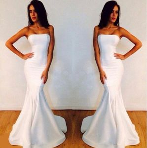 Evening Dresses Strapless Long White Mermaid Michael Costello Formal Gowns