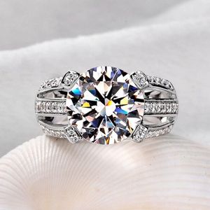 Hurtownie Professional Handmade Solitaire 925 Sterling Silver White Sapphire Symulowane Diamond CZ Wedding Women Band Ring Prezent Rozmiar 5-11