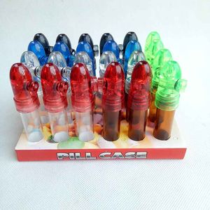 Glasflaska Snuff Bullet Box Dispenser Snuffer Smoking Tool Accessories Pill Case 51mm 66mm 82mm Höjd Akryl Snorter Rocket Sniffer