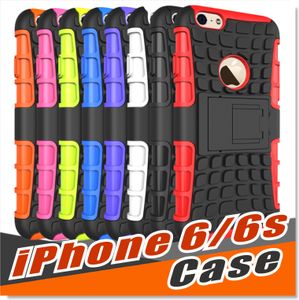 Для iPhone 7 6 6s плюс случаев случая Прочных резинового Hybrid Hard и Soft Капля Ударопрочный Защитного Casee Крышка с Kickstand