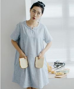 August Ge sang spring and summer women cotton short-sleeved skirt in the skirt gauze pajamas home simple