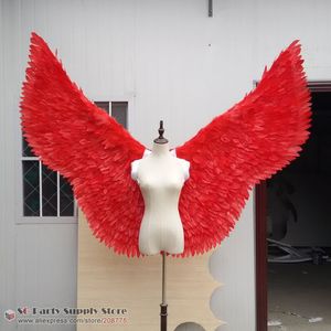 Adult's Red angel feather wings Displays shooting Wedding decoration props Fashion accessories COS Costume Pure handmade EMS free shipping