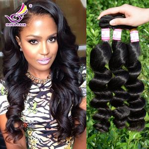 Unprocessed BrazilianHair Weave Peruvian Malaysian Indian Remy Virgin Hair Extensions Natural Color Loose Wave Wavy Human Hair Free Shipping