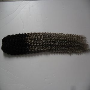キンキーカーリーバージンヘアシルバーグレーオムレ人間の髪の伸び2トーンオンブルブラジルのバージンヘアグレー織り