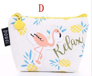 200pcs Cute Cartoon Canvas Flamingo Tourse Mały sprytny kluczowa torba torebki 4 colors Rozmiar 11,5*8*3,5 cm