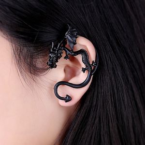Vintage Gothic Personlig Dragon Ear Manschett för Kvinnor Punk Retro Clip On Earrings Mode Smycken Gift i Bulk