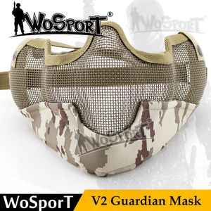 Tactical paintball mask Tactical V2 Guardian Metal Steel Net Mesh Camouflage Mask for Airsoft Shooting slingshot