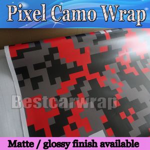 Czerwony czarny piksel Camo Vinyl Car Film z powietrzem Rlease Digital Camouflage Truck Occring Okuatowanie czerwonego stylizacji filmu Rozmiar 1,52x30 m/rolka