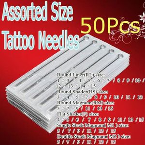 Atacado Professional 50x pré-fabricados Esterilizado Agulhas Assorted Tattoo Kits de Alimentação Para Beginner Artistas Pro