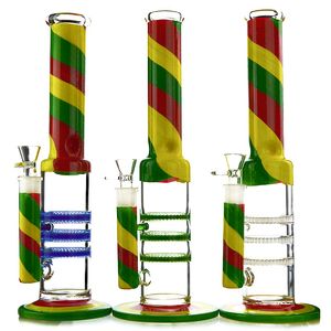 Nargile Büyük Cam Bongs Su Boruları 3 Katmanlı Petek PERC Renkli Oil Teçhizat Sigara Boru 18.8mm Bowl WP524