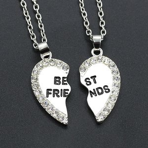 Pendant Necklace Women Men Best Friend Heart Silver Gold 2 Pendants Necklace Bff Best Friendship Chain Necklaces