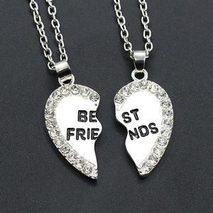 Collana con ciondolo Donna Uomo Best Friend Heart Silver Gold 2 Pendenti Collana Bff Best Friendship Collane a catena