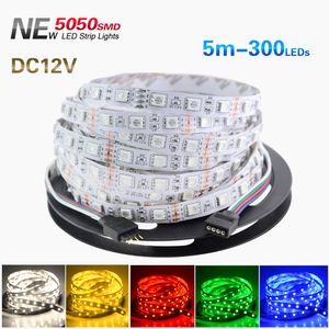 5 M 5050 SMD RGB Tira CONDUZIDA Flexível 16FT 5 M 300 LEDs multi cor Não-impermeável levou luz de tira de alta potência 72 W natal festa de halloween