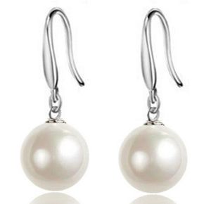 S925 sterling Silver Pearl Ball Earrings for Women Natural Luxury Pearls Drop Dangle Hook aretes brincos oorbellen Earring Ear Rings Earings Jewelry Gift