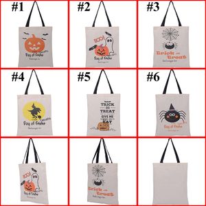 Kanfas handväskor för halloween halloween handväska med svart handtag 36x48cm bomull handväskor pumpa djävul spindel hallowmas gåvor väska yc8139