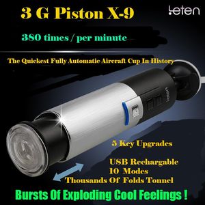 Pistão 3G LETEN 0-380 vezes / minuto super rápido retrátil masturbador totalmente automático para masturbador masculino carregado por USB Fácil de usar Fácil desfrutar