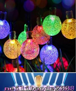 Luce fata a LED, 20ft 30 LED Sfera di cristallo Luci a stringa per esterni impermeabili Globo a energia solare Luci stellate per giardino, cortile, casa MYY