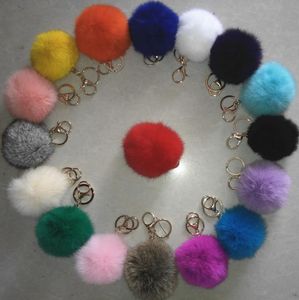 Luksusowy 8 cm Prawdziwy Rabbit Fur Ball Pluszowy Klucz Łańcuch Dla Choinki Ornament Wypełniacz Bag Klucz Breloczkowy Torba Wisiorek Samochód Brelok Party Prezent