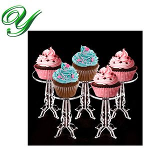 Cupcake Pedestal Holder Stand Cookies Frukt Akryl Display Tower Buffé Servering Bricka Bröllopsfest dekorationer Barn Födelsedag Event Tillbehör