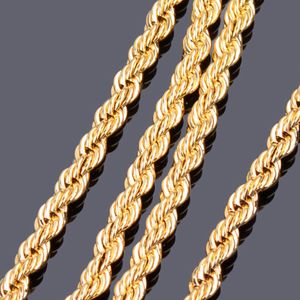 Klassischer Halsreif als Geschenk, 18 Karat Gold gefüllt, gedrehte Gliederketten, Halskette für Damen und Herren, Kragenschmuck