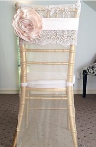 2016レース3Dフラワーシフォンの結婚式の椅子サッシロマンチックな椅子カバーの花の結婚式の供給ヴィンテージのウェディングアクセサリー02