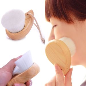 Beauty Face Wash Brush Pulizia Pennelli per trucco Fibra morbida Pulizia del viso Cura dei pori puliti Manico in legno Strumenti per il trucco