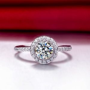 Jóias De Ouro 18k venda por atacado-Genuine Silver Luxury Ring ct NSCD simulou anéis de noivado de diamante para mulheres marca jóias k banhado a ouro branco